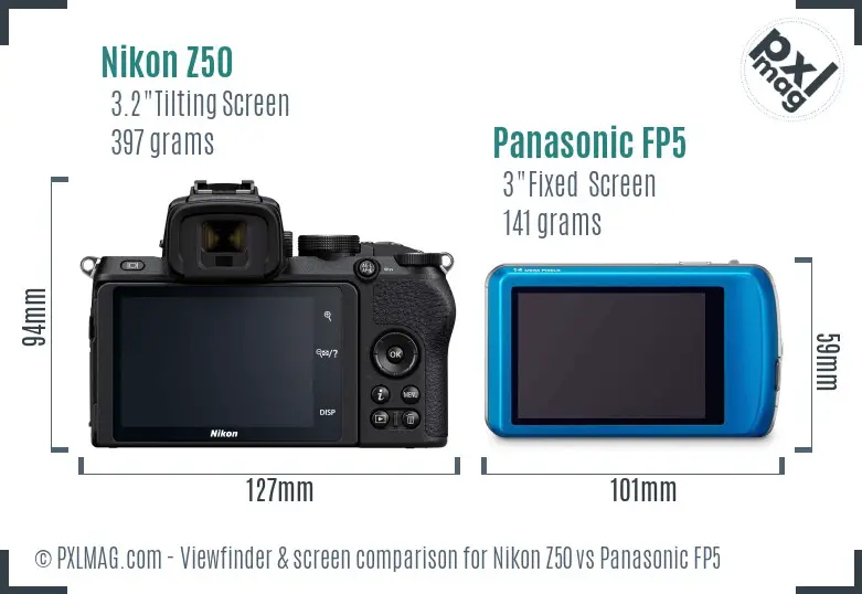 Nikon Z50 vs Panasonic FP5 Screen and Viewfinder comparison