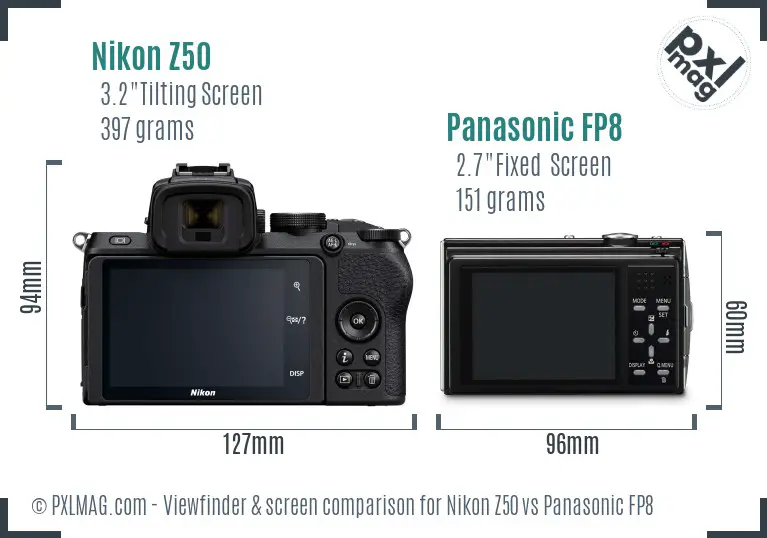 Nikon Z50 vs Panasonic FP8 Screen and Viewfinder comparison