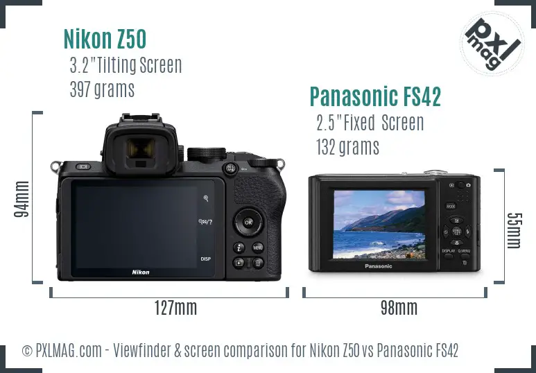 Nikon Z50 vs Panasonic FS42 Screen and Viewfinder comparison