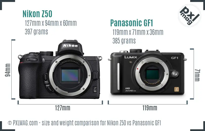 Nikon Z50 vs Panasonic GF1 size comparison