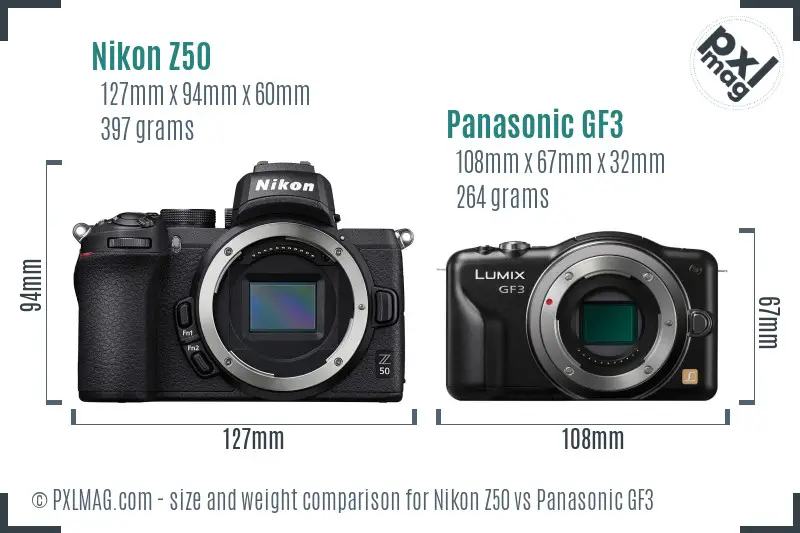 Nikon Z50 vs Panasonic GF3 size comparison