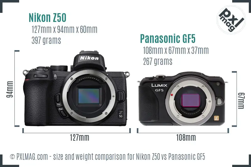 Nikon Z50 vs Panasonic GF5 size comparison