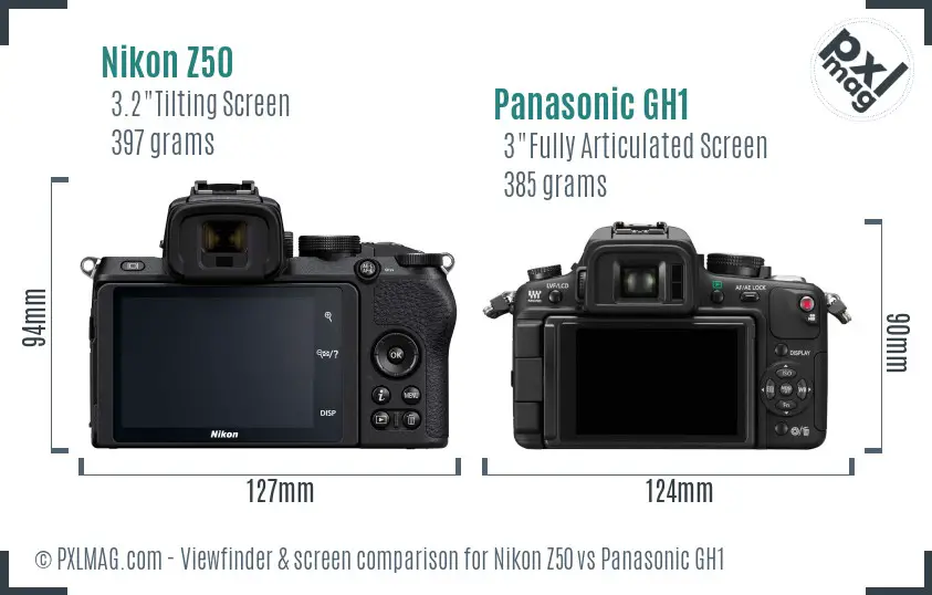 Nikon Z50 vs Panasonic GH1 Screen and Viewfinder comparison