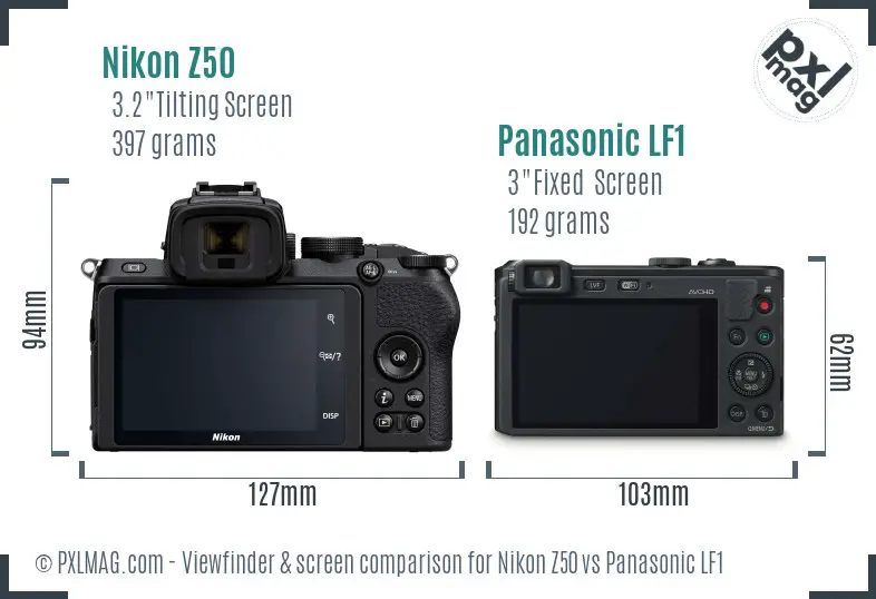 Nikon Z50 vs Panasonic LF1 Screen and Viewfinder comparison