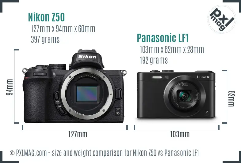 Nikon Z50 vs Panasonic LF1 size comparison