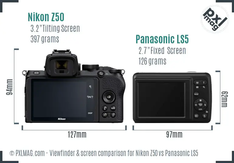 Nikon Z50 vs Panasonic LS5 Screen and Viewfinder comparison