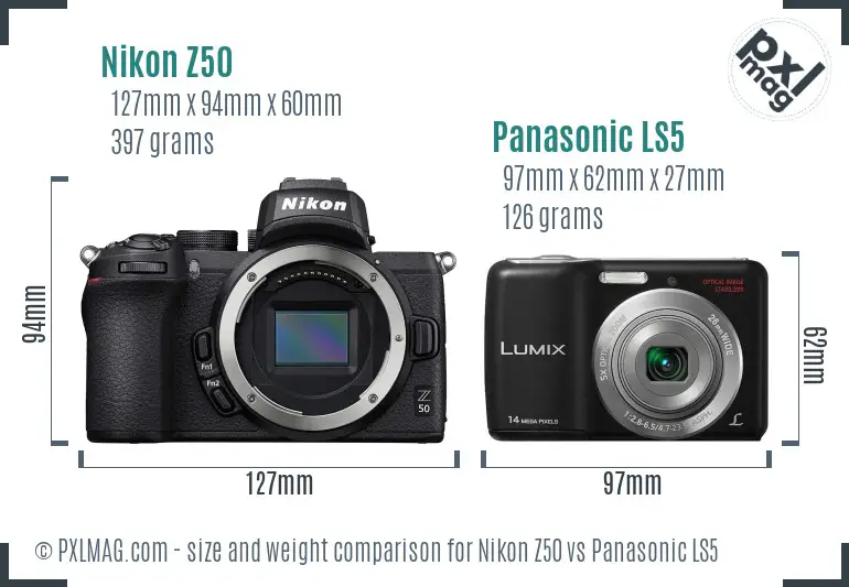 Nikon Z50 vs Panasonic LS5 size comparison