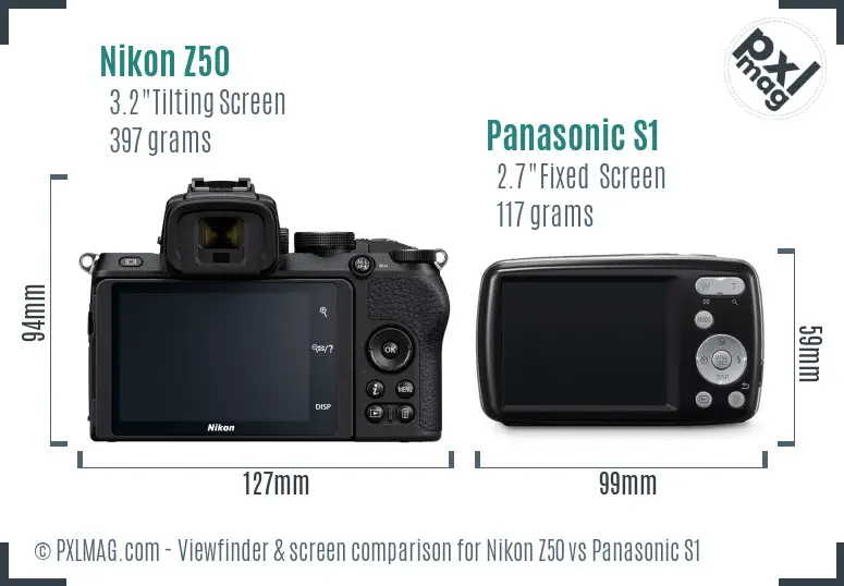 Nikon Z50 vs Panasonic S1 Screen and Viewfinder comparison