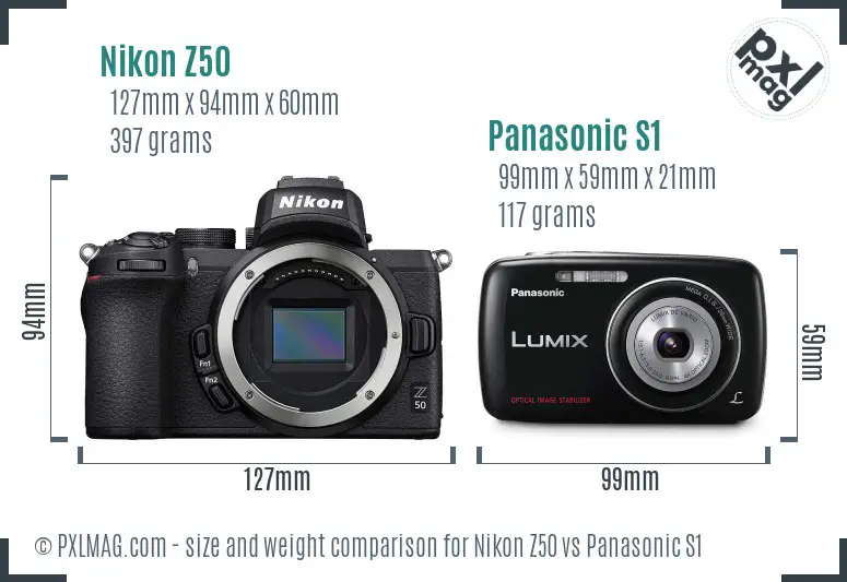 Nikon Z50 vs Panasonic S1 size comparison