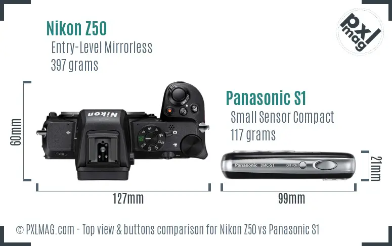 Nikon Z50 vs Panasonic S1 top view buttons comparison