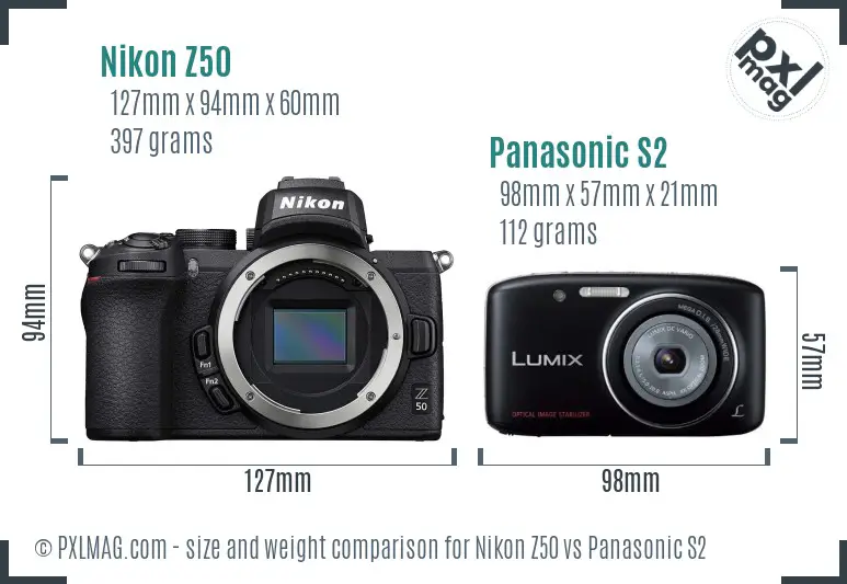 Nikon Z50 vs Panasonic S2 size comparison