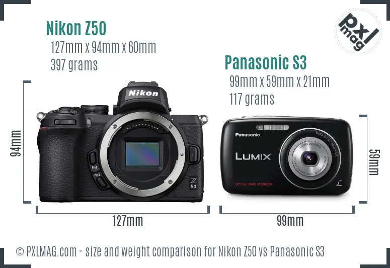 Nikon Z50 vs Panasonic S3 size comparison