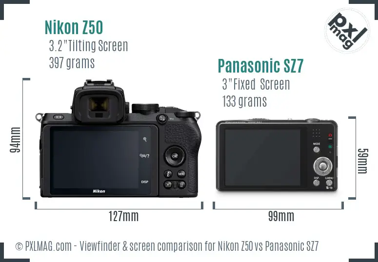 Nikon Z50 vs Panasonic SZ7 Screen and Viewfinder comparison
