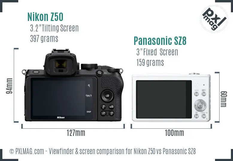 Nikon Z50 vs Panasonic SZ8 Screen and Viewfinder comparison