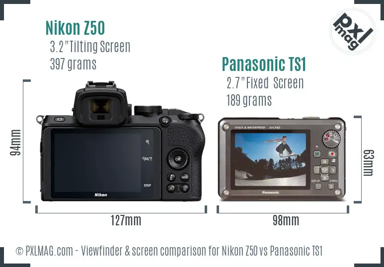 Nikon Z50 vs Panasonic TS1 Screen and Viewfinder comparison