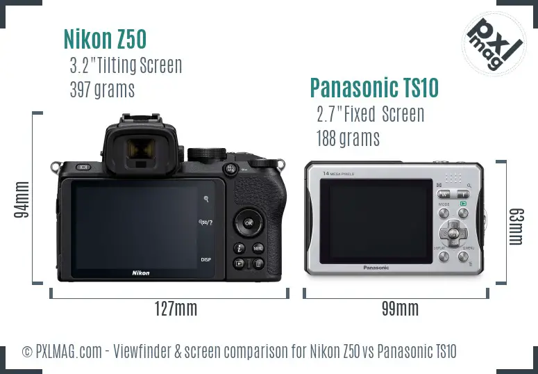 Nikon Z50 vs Panasonic TS10 Screen and Viewfinder comparison