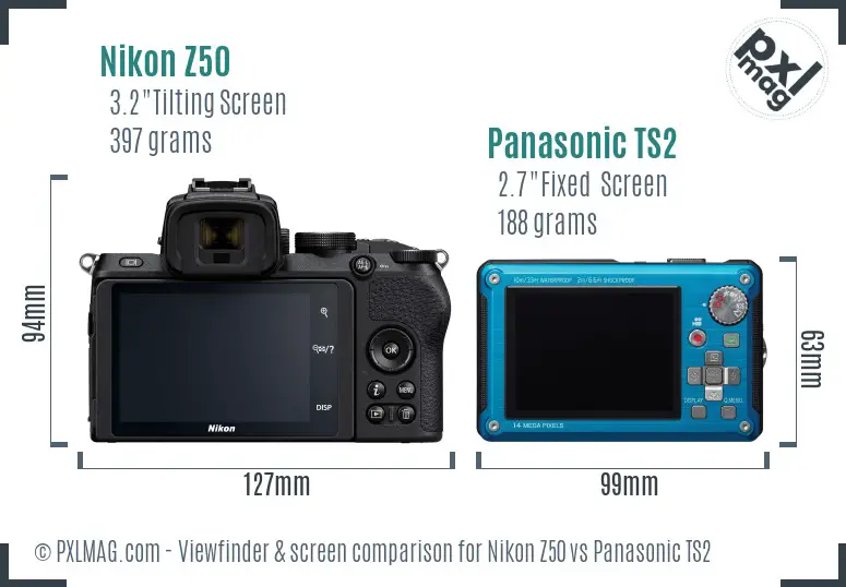 Nikon Z50 vs Panasonic TS2 Screen and Viewfinder comparison