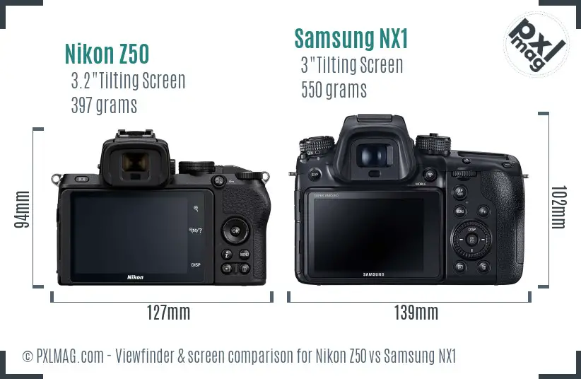 Nikon Z50 vs Samsung NX1 Screen and Viewfinder comparison