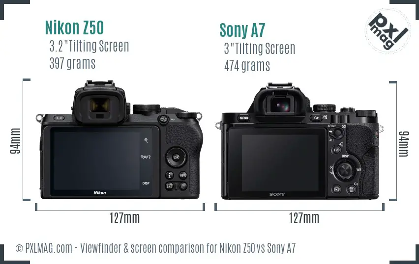 Nikon Z50 vs Sony A7 Screen and Viewfinder comparison Nikon Z50 vs Sony A7 Screen and Viewfinder comparison