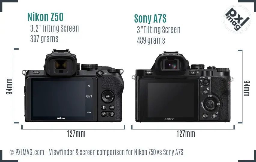 Nikon Z50 vs Sony A7S Screen and Viewfinder comparison