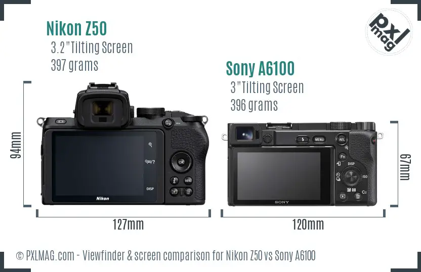 Nikon Z50 vs Sony A6100 Screen and Viewfinder comparison Nikon Z50 vs Sony A6100 Screen and Viewfinder comparison