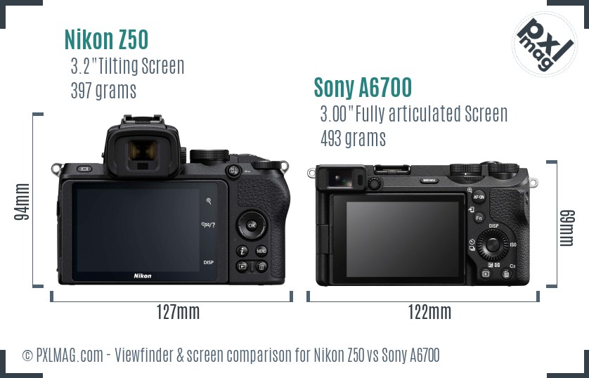 Nikon Z50 vs Sony A6700 Screen and Viewfinder comparison