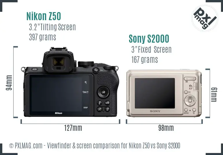 Nikon Z50 vs Sony S2000 Screen and Viewfinder comparison Nikon Z50 vs Sony S2000 Screen and Viewfinder comparison
