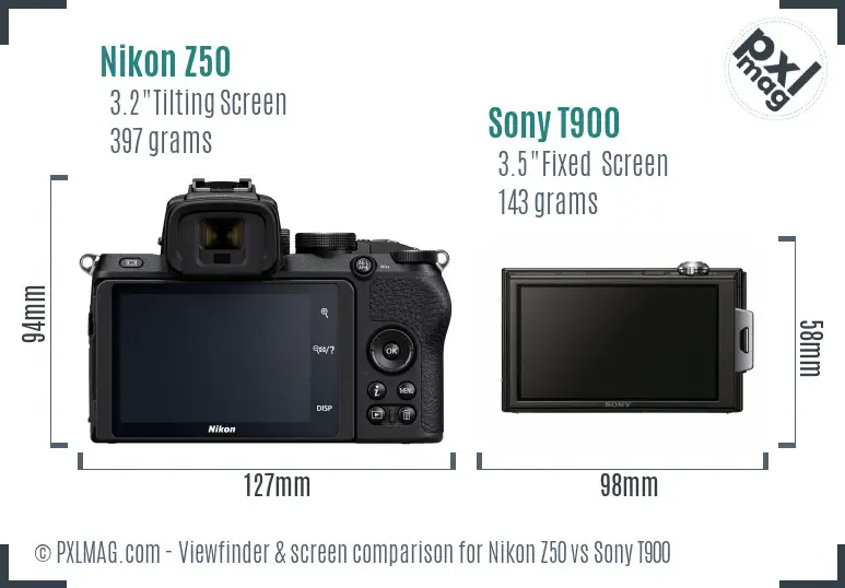 Nikon Z50 vs Sony T900 Screen and Viewfinder comparison Nikon Z50 vs Sony T900 Screen and Viewfinder comparison