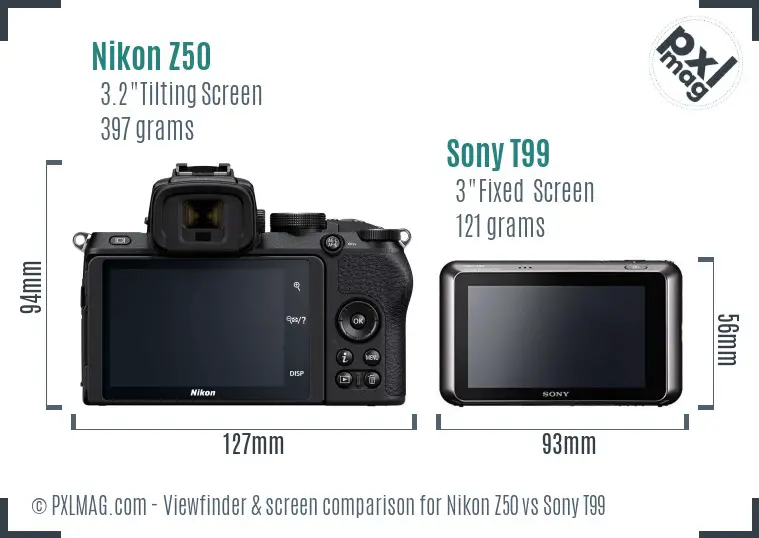 Nikon Z50 vs Sony T99 Screen and Viewfinder comparison