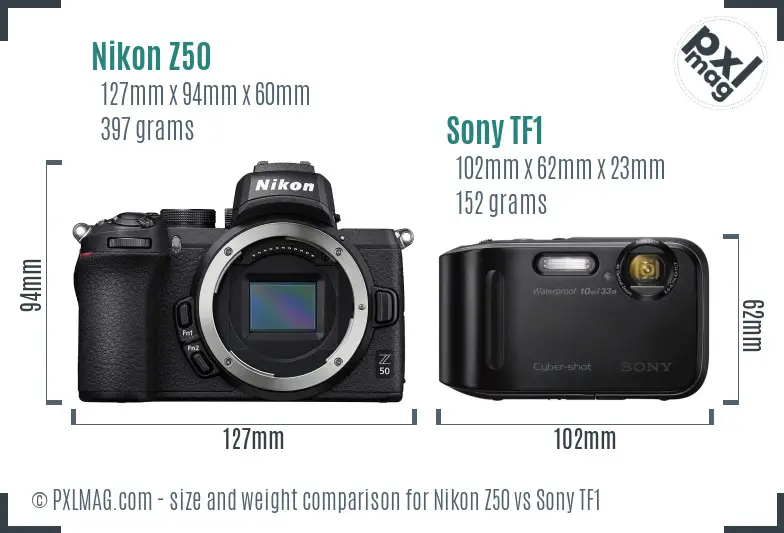 Nikon Z50 vs Sony TF1 size comparison