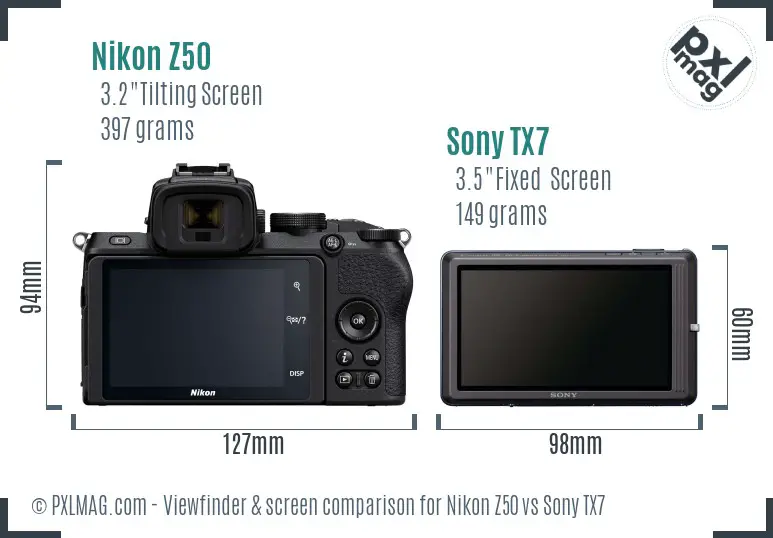 Nikon Z50 vs Sony TX7 Screen and Viewfinder comparison Nikon Z50 vs Sony TX7 Screen and Viewfinder comparison