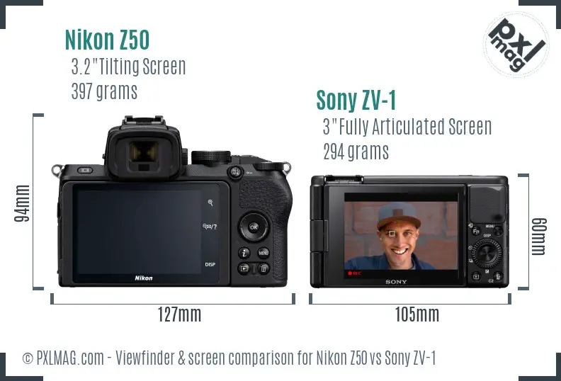 Nikon Z50 vs Sony ZV-1 Screen and Viewfinder comparison
