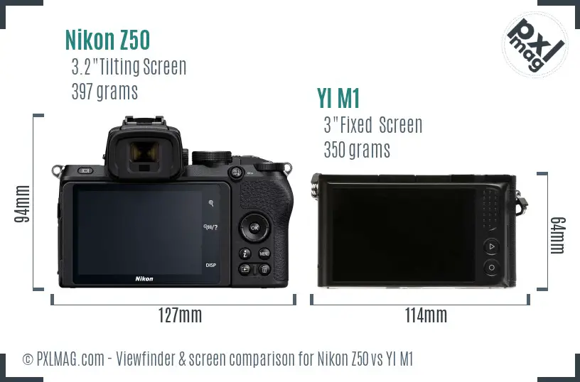 Nikon Z50 vs YI M1 Screen and Viewfinder comparison