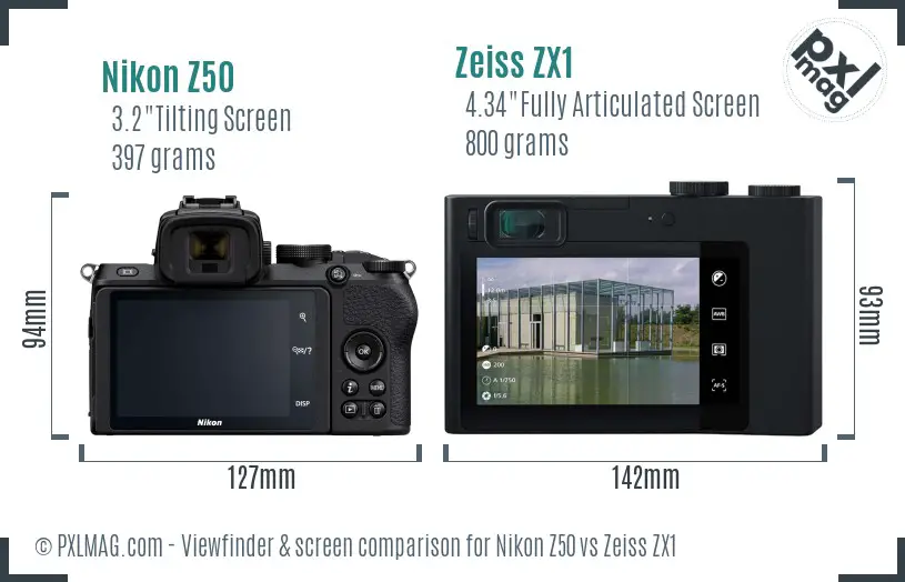 Nikon Z50 vs Zeiss ZX1 Screen and Viewfinder comparison Nikon Z50 vs Zeiss ZX1 Screen and Viewfinder comparison
