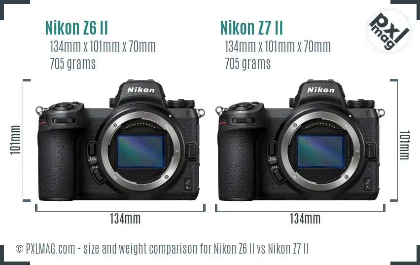 Nikon Z6 II vs Nikon Z7 II size comparison