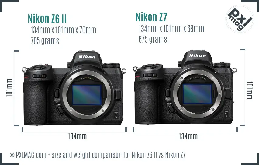 Nikon Z6 II vs Nikon Z7 size comparison