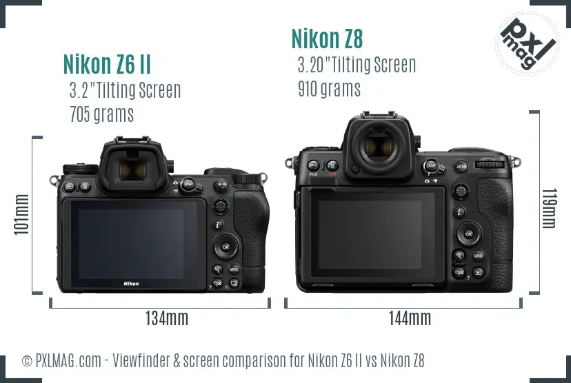 Nikon Z6 II vs Nikon Z8 Screen and Viewfinder comparison