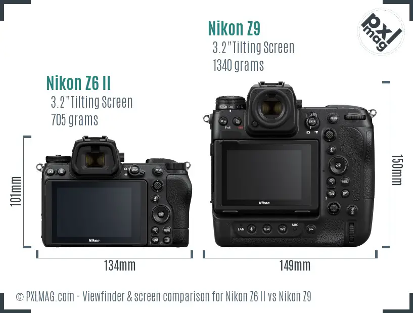 Nikon Z6 II vs Nikon Z9 Screen and Viewfinder comparison