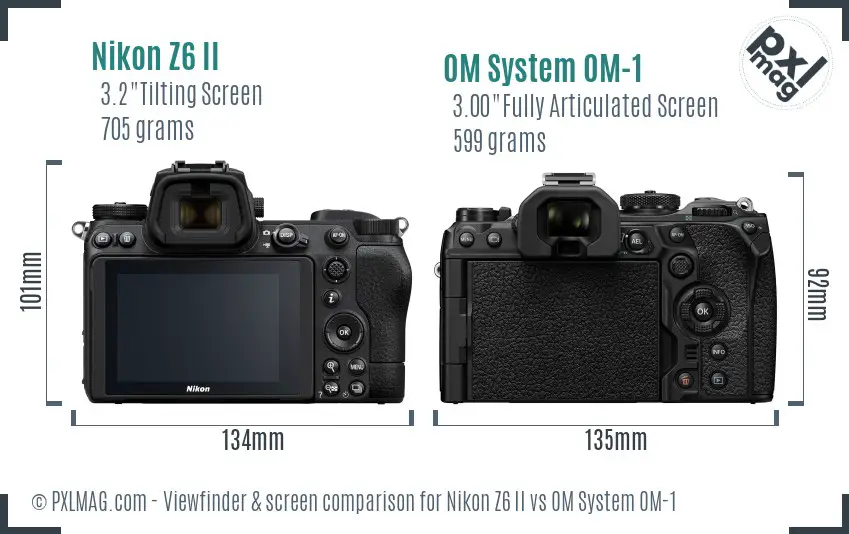 Nikon Z6 II vs OM System OM-1 Screen and Viewfinder comparison