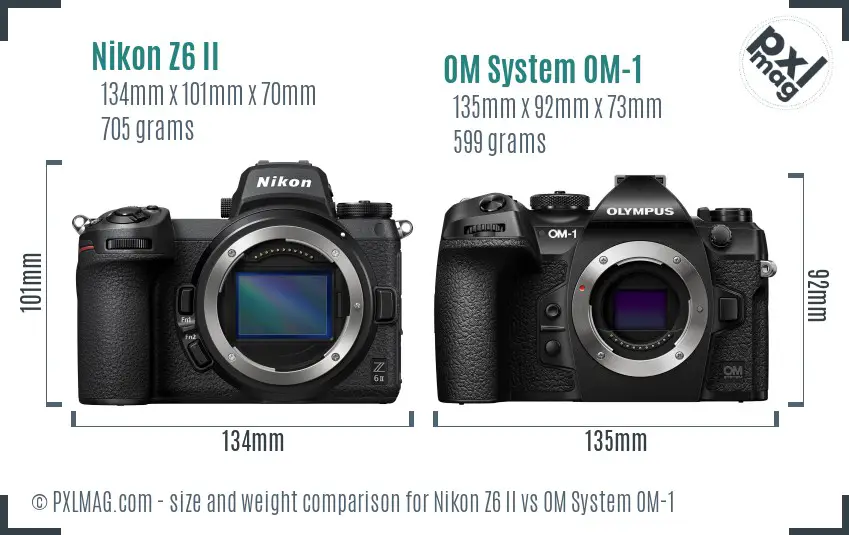 Nikon Z6 II vs OM System OM-1 size comparison