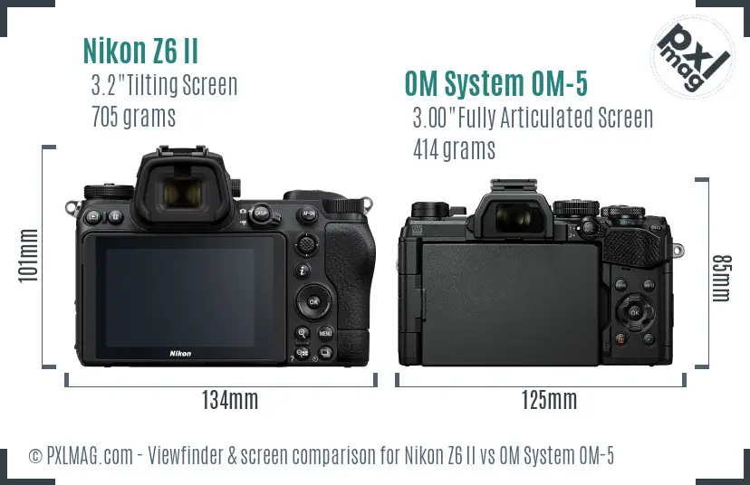 Nikon Z6 II vs OM System OM-5 Screen and Viewfinder comparison