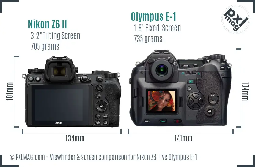 Nikon Z6 II vs Olympus E-1 Screen and Viewfinder comparison