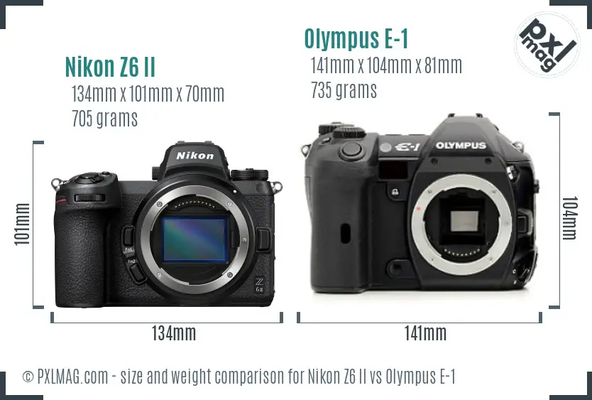 Nikon Z6 II vs Olympus E-1 size comparison