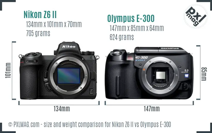 Nikon Z6 II vs Olympus E-300 size comparison