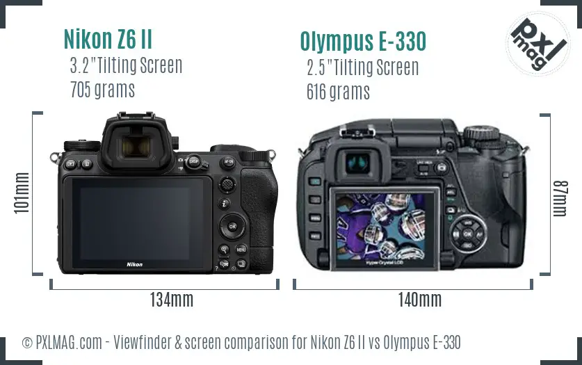Nikon Z6 II vs Olympus E-330 Screen and Viewfinder comparison