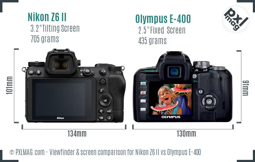 Nikon Z6 II vs Olympus E-400 Screen and Viewfinder comparison