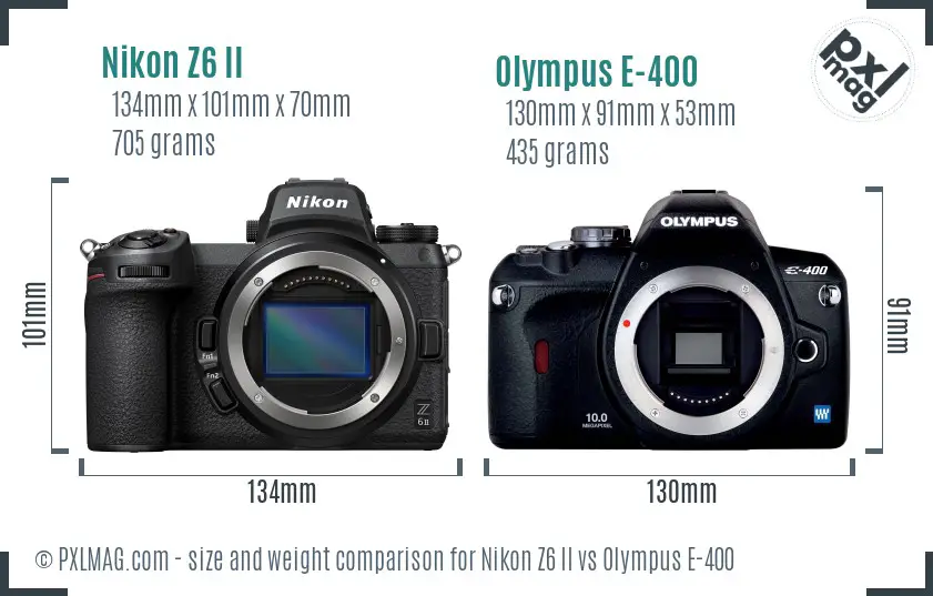 Nikon Z6 II vs Olympus E-400 size comparison