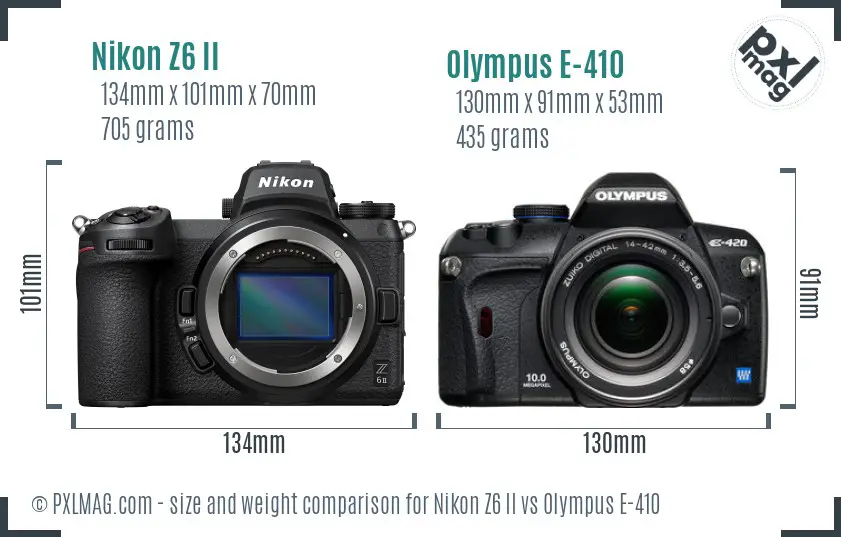 Nikon Z6 II vs Olympus E-410 size comparison
