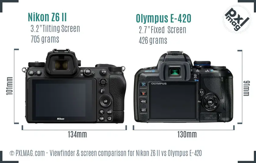 Nikon Z6 II vs Olympus E-420 Screen and Viewfinder comparison