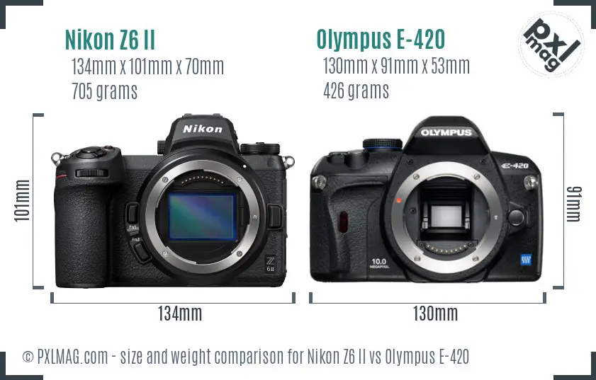 Nikon Z6 II vs Olympus E-420 size comparison